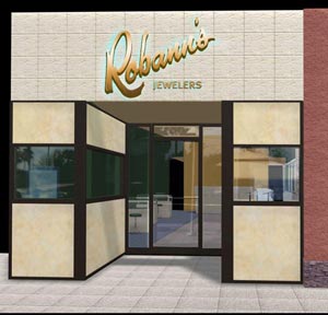 Rendering of new entryway for Robann's Jewelers