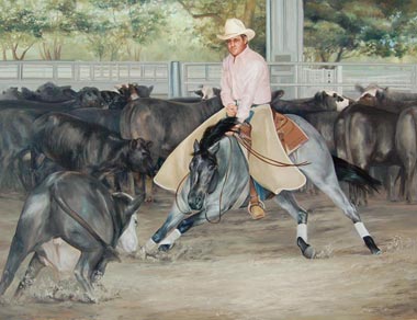 Oil Painting of Royal Blue Boon and Larry Hall
