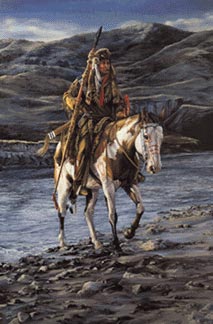 Path of the Spirit Bear, Oil Painting of Native American Warrior